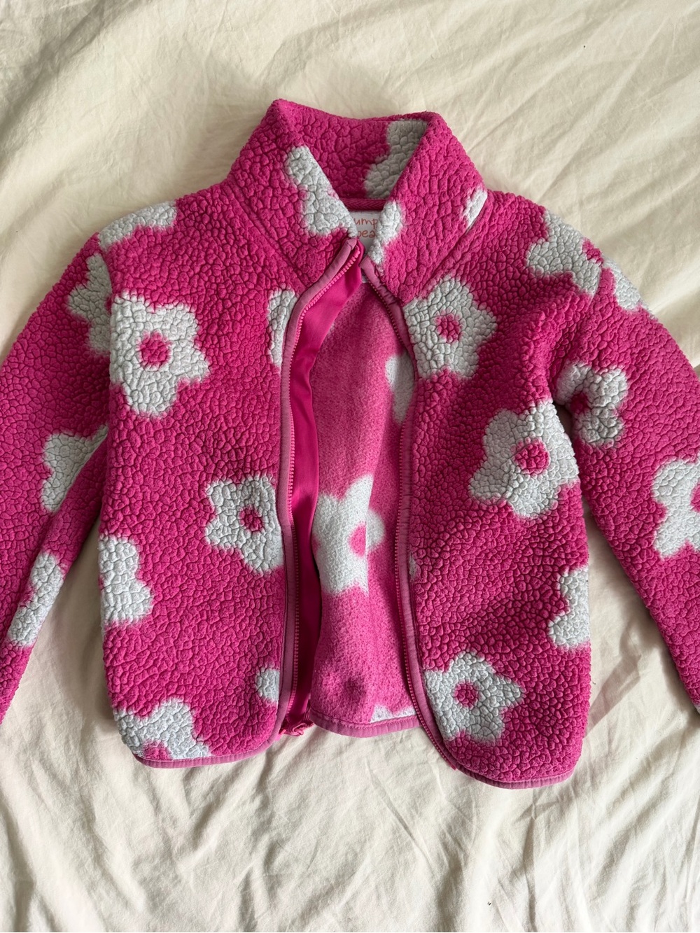 jumping beans Hot Pink and White Floral Sherpa Jacket
